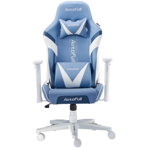 Official AutoFull Gaming Chair Blue PU Leather Racing Style Computer Chair, Lumbar Support E-Sports Swivel Chair, AF077UPU