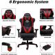 AutoFull Gaming Chair Red And Black PU Leather Footrest Racing Style Computer Chair, Headrest E-Sports Swivel Chair, AF070BPUJ Advanced
