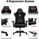 AutoFull Gaming Chair Pure Black PU Leather Racing Style Computer Chair, E-Sports Swivel Chair, AF070DPU Standard