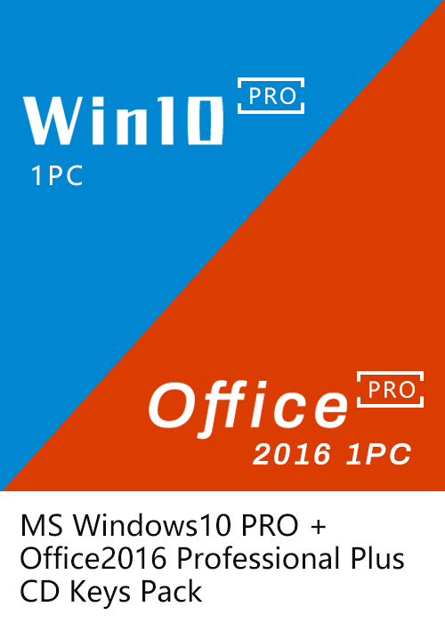 Official MS Windows10 PRO + Office2016 Professional Plus CD Keys Pack